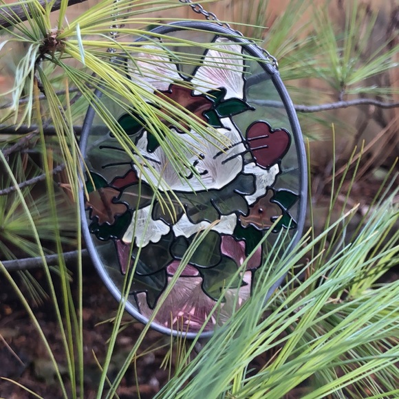 VTG Lovely Bunny in a Plant Pot surrounded by flowers & love. Suncatcher - Picture 4 of 7